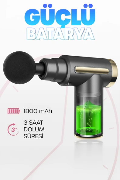 6 MOD Masaj Tabancası Sporcu Masaj Aleti 4 Başlıklı Şarjlı Titreşimli Sporcu Masaj Aleti Gri 2028 - Resim 5