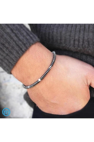 Hematit Doğal Taşlı Zayıflamaya Yardımcı Boncuklu Unisex Bileklik - 1