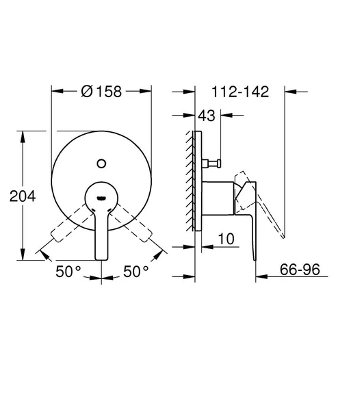 Grohe Lineare Ankastre Banyo Duş Bataryası 2 çıkışlı divertörlü, Krom, 24064001 - 2