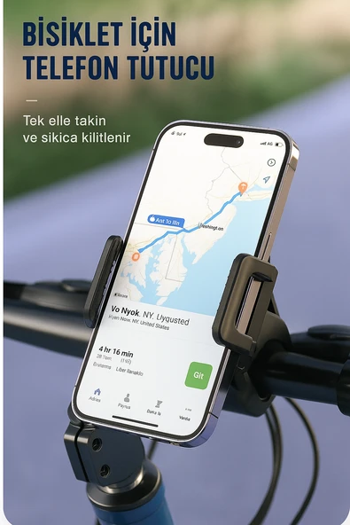 C109 360 Ayarlanabilir Bisiklet  Motosiklet Telefon Tutucu  Tek Elle Kullanım Gidon Bağlantılı - 5