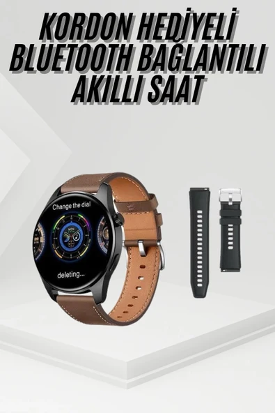 Akıllı Saat Yuvarlak Ekran Sesli Görüşme Özellikli Siyah Akıllı Unisex Kol Saati ürün görseli 1