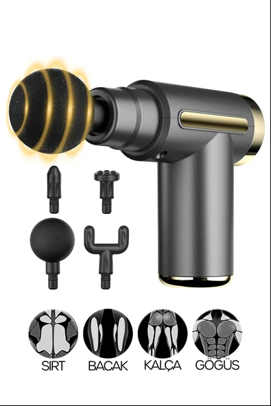 6 MOD Masaj Tabancası Sporcu Masaj Aleti 4 Başlıklı Şarjlı Titreşimli Sporcu Masaj Aleti Gri 2028 ürün görseli