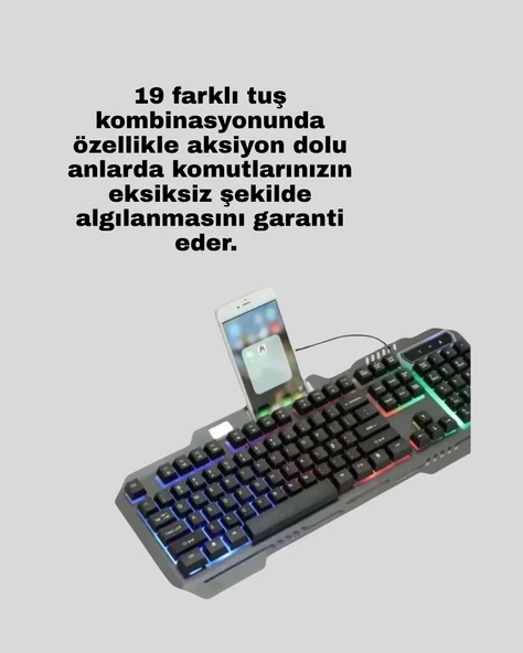 RGB Aydınlatmalı Oyuncu Klavye Mouse – Mekanik Hissiyat, Maksimum Kontrol - Resim 2