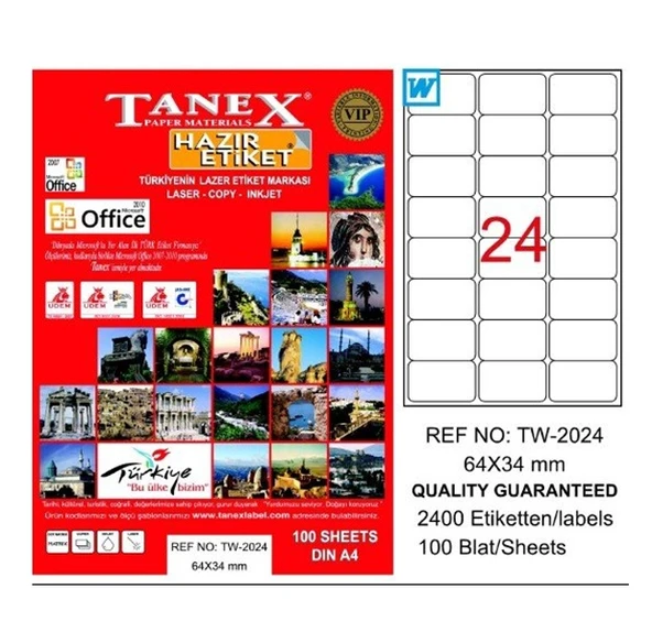 Tanex Etiket Tw-2024 64X24 100Lü ürün görseli 1