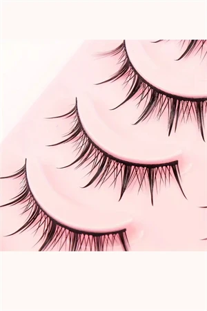 5 Çift İnce Siyah Sahte Kirpik – Doğal, Tek Parça, Kolay Uygulama - Resim 2