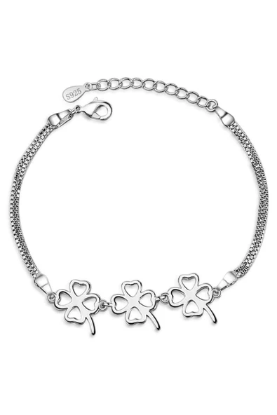 925 Ayar Yonca Tasarımlı Kadın Gümüş Bileklik Sevgililer Günü Sevgiliye Hediye - Resim 5