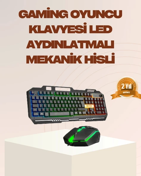 Mekanik LED Gaming Klavye Mouse Seti – Yüksek Tepki ve Ergonomi - 1