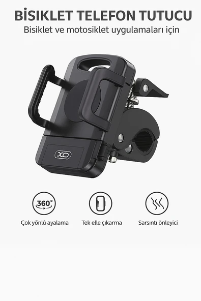 C109 360 Ayarlanabilir Bisiklet  Motosiklet Telefon Tutucu  Tek Elle Kullanım Gidon Bağlantılı