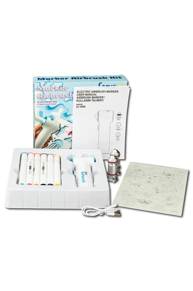 Serve Marker Airbrush Kit - 12 Adet Keçeli Kalem - Resim 7
