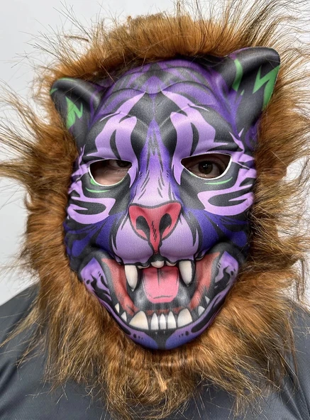 Kahverengi Saçlı Dişli Kurt Maskesi Köpek Maskesi Mega Peluş 16 No ürün görseli