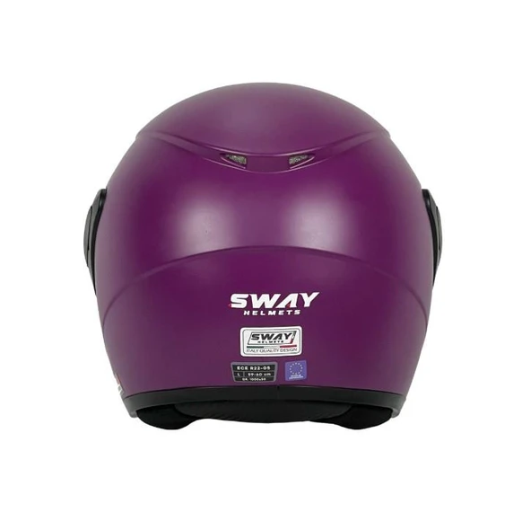 Sway Xbyc 633 Solıd Şeffaf Vizörlü Yarım Motosiklet Scooter Kaskı XLarge Beden Mürdüm - 2