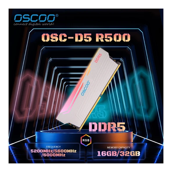 Oscoo White Radiantx R500 RGB 32GB (2X16) 6000MHZ CL46 DDR5 1.35V Ram - Resim 3