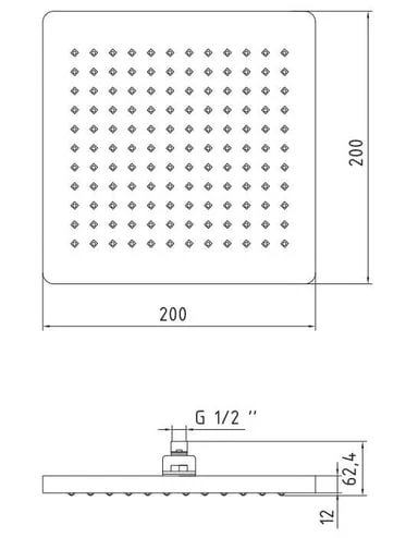 ECA Tiera Banyo Kare Duş Başlığı 20x20 Mat Siyah, 102145029C1 - 2