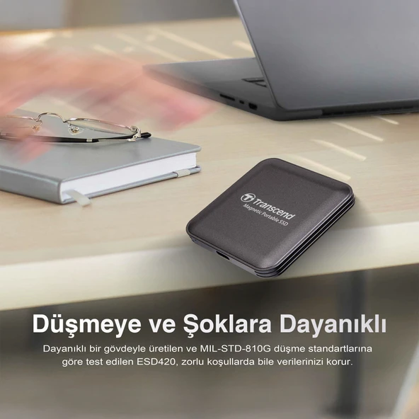 Transcend TS1TESD420G 1TB, USB,Type C, 20Gbps, 2000MB/s Magsafe Taşınabilir Harici SSD - Gold - 6