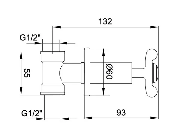 ECA Neo Klasik Ara Kesme Valfi, Krom, 102151009 - 2
