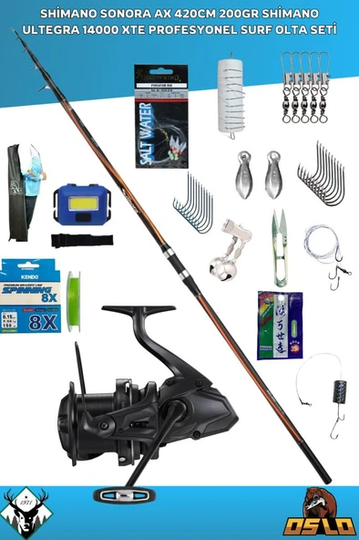 Shimano Sonora AX 420cm 200gr Shimano Ultegra 14000 XTE Profesyonel Surf Olta Seti ürün görseli