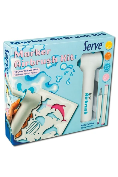 Serve Marker Airbrush Kit - 12 Adet Keçeli Kalem - Resim 2