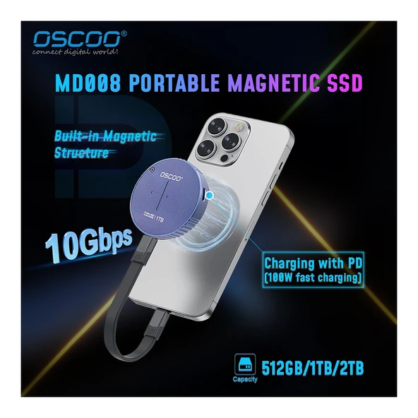 Oscoo MD008 1 TB 10GBPS Type C +Type C(Pd) Taşınabilir SSD - 4