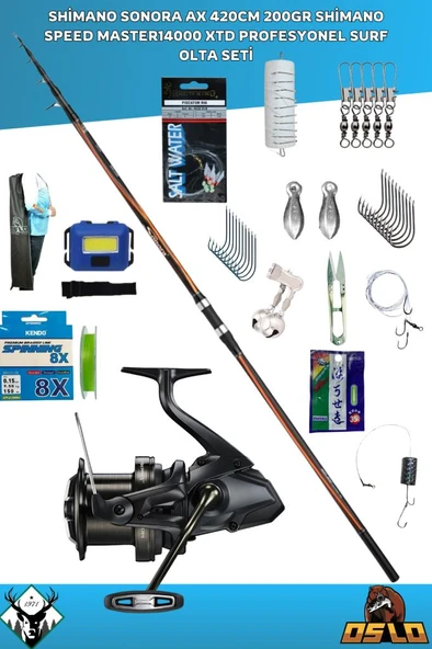 Shimano Sonora AX 420cm 200gr Shimano Speed Master14000 XTD Profesyonel Surf Olta Seti ürün görseli 1