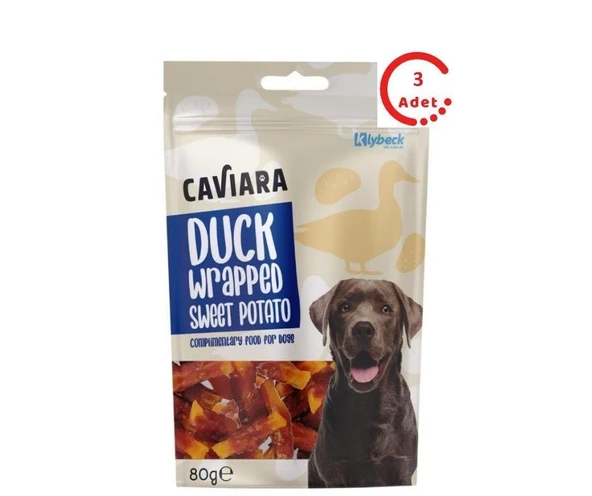 Caviara Ördek Eti Sarılı Tatlı Patates Dilimleri Köpek Ödülü 80 Gr x 3 Adet ürün görseli 1