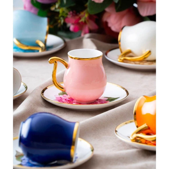 Acar Evanora 6 Kişilik Kahve Fincanı Takımı Renkli - 90 ml HXF-06807