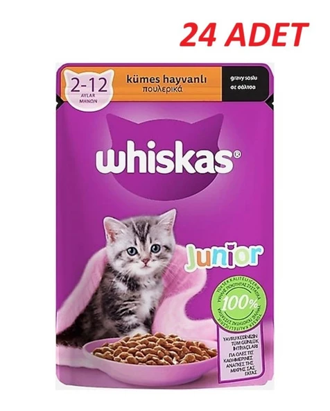 Whiskas Pouch Sos İçinde Kümes Hayvanlı Yavru Kedi Konservesi 85 Gr*24 Adet - 1