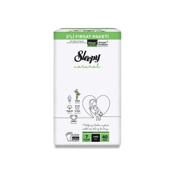 Sleepy Natural Bebek Bezi 20-30 kg 40 lı 2XL No: 7 - 1