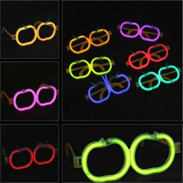 Glow  Elma Gözlük - Glow Partisi Gözlüğü - Glow  Gözlük 12 Adet - 5