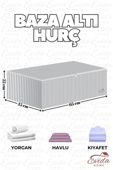 Jasper Antrasit Çizgili Büyük Boy Baza Altı Ve Çekyat Hurç - 65x45x22 Cm - Organizer. - Resim 2