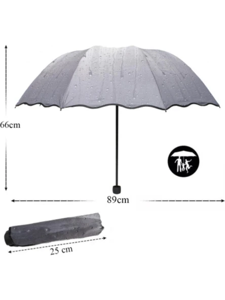 Yağmur Damlası Desenli Gri Şemsiye - 3