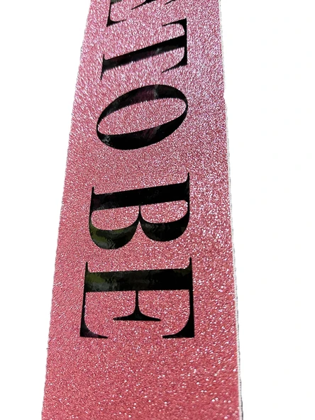 Pembe Üzeri Siyah Büyük Bride To Be Yazılı Simli Işıltılı Kuşak Kemer 10 Cm Genişlik - Resim 3