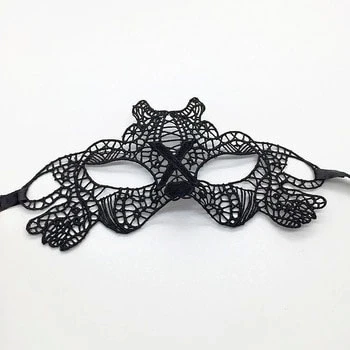 Siyah Renk Dantel Kesim Dantel İşlemeli Balo Parti Maskesi 11 No ürün görseli