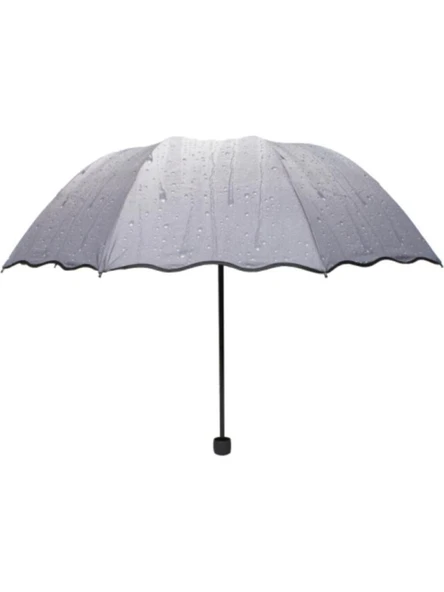 Yağmur Damlası Desenli Gri Şemsiye - 4
