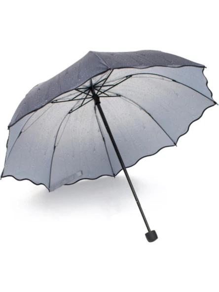 Yağmur Damlası Desenli Gri Şemsiye - 2