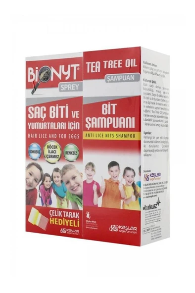 bionyt saç bit spreyi 100 ml ve tee tree oil bit şampuanı 100 ml kofre çelik tarak hediyeli ürün görseli 1
