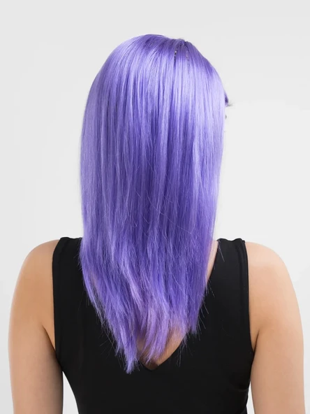 Lila Renk Uzun Düz Parti Peruğu - Resim 2