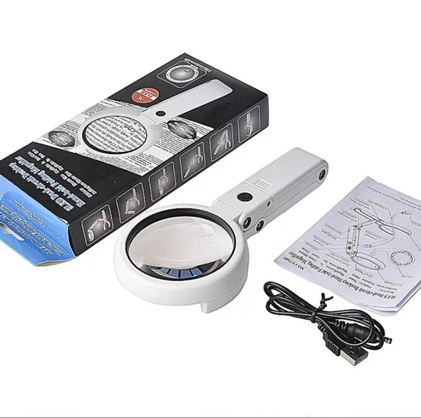 Usb Şarj Edilebilir Katlanabilir 3.510x Büyüteç 8 Ledli Masa Ve Eliçin  Taşınabilir Büyüteç Fs90rc - 7