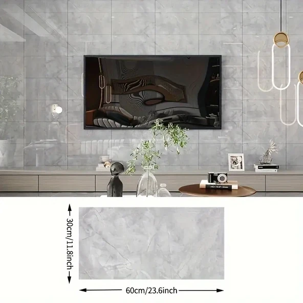 Gri Mermer Desenli Alüminyum Plastik Duvar Sticker - Resim 3