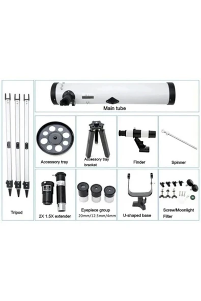 76x700 Profesyonel Aynalı  Uzay Teleskopubeyaz - Resim 3