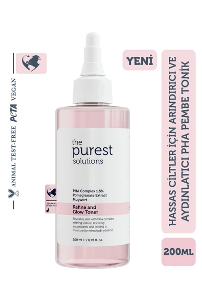 The Purest Solutions Hassas Ciltler İçin Arındırıcı ve Aydınlatıcı Pha Pembe Tonik 200 ml - 1