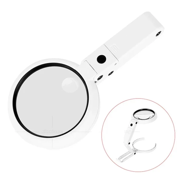 Usb Şarj Edilebilir Katlanabilir 3.510x Büyüteç 8 Ledli Masa Ve Eliçin  Taşınabilir Büyüteç Fs90rc - 2