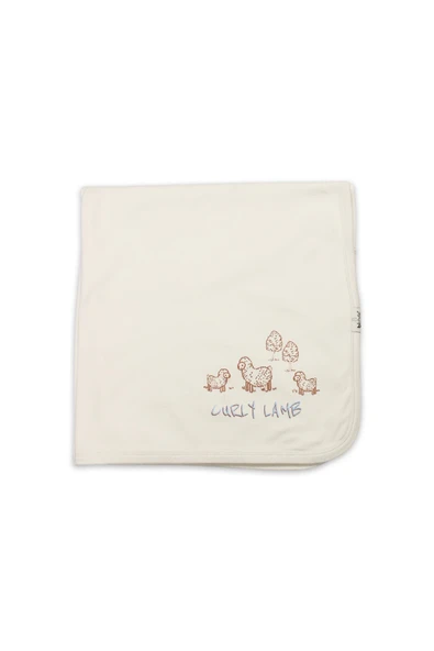 Bistyle Curly Lamb Penye Battaniye 70109 Bej Mavi Ekru