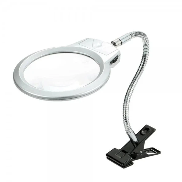 2.5x130 Mm 5x24 Mm Led Aydınlatmalı Büyüteç,masa Üstü Metal Hortum Mandallımg15124c - 4