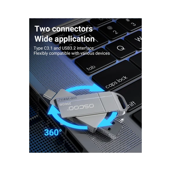 Oscoo SU001 1TB 5GBPS (550/520MB/s) Usb3.2 Gen1 Type-A & Type-C Taşınabilir SSD - 6