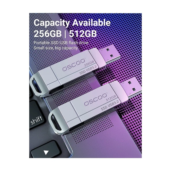 Oscoo SU001 1TB 5GBPS (550/520MB/s) Usb3.2 Gen1 Type-A & Type-C Taşınabilir SSD - 4