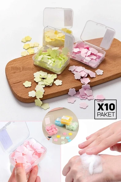Tilbe Home 10 Kutu Parfümlü Eriyen Mini Kağıt Sabun Öğrenci Çocuk Okul Dezenfektan Mis Kokulu El Sabunu