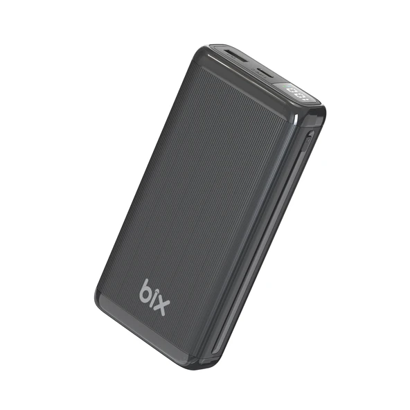 Bix PB204 20000mAh USB-A 22.5W ve Type-C PD 20W Çift Çıkışlı LED Ekranlı Powerbank Siyah ürün görseli 1