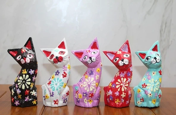 Ahşap 5'li Kedi Seti Polos:7 ürün görseli