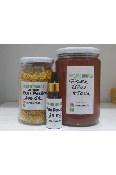 Doğal Arı Poleni 200gr+doğal Çiçek Balı 850gr+ Propolis - 1