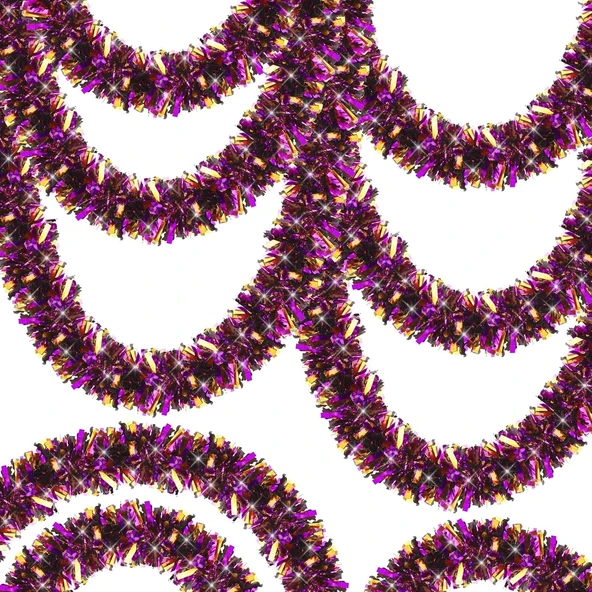 Mor Turuncu Renk 4 Cm Genişlik Garland Çift Renk Sim Süs 180 Cm - 1